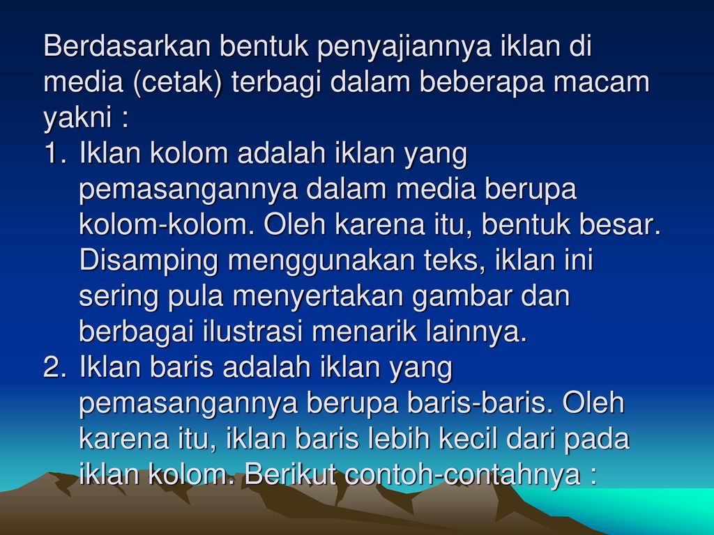 iklan baris ditulis menggunakan bahasa