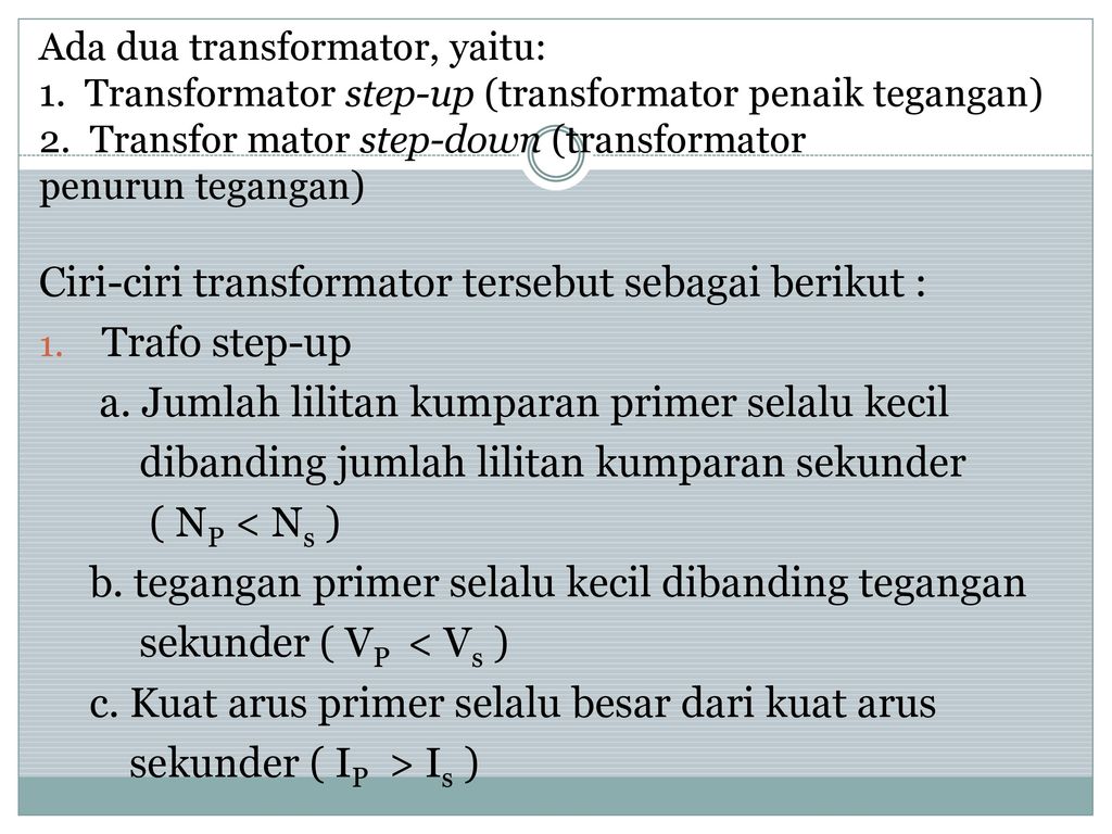 ciri ciri transformator step up terbaru