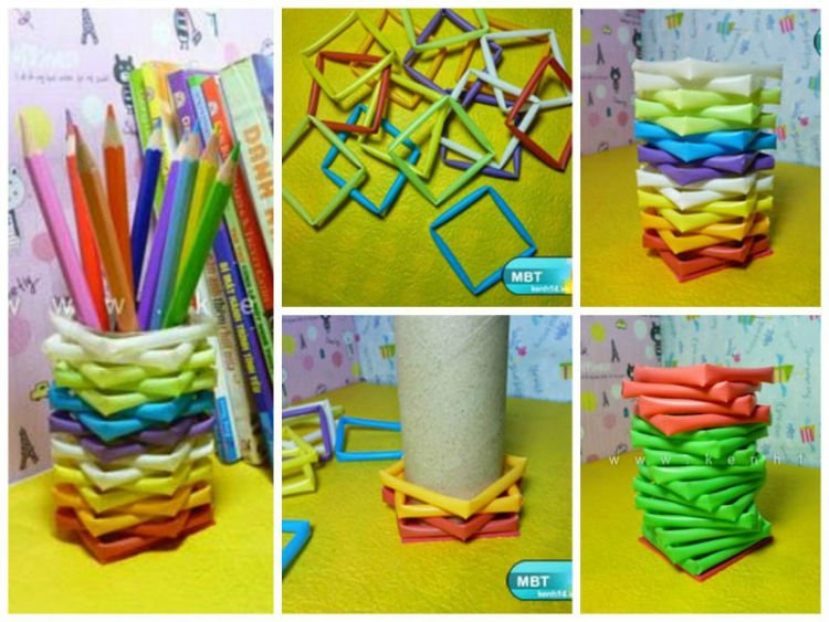 sedotan kerajinan tangan straw straws pensil drinking bekas kraftangan dibuat tempat kardus barang origami plastik kotak cannucce hiasan hipwee kertas