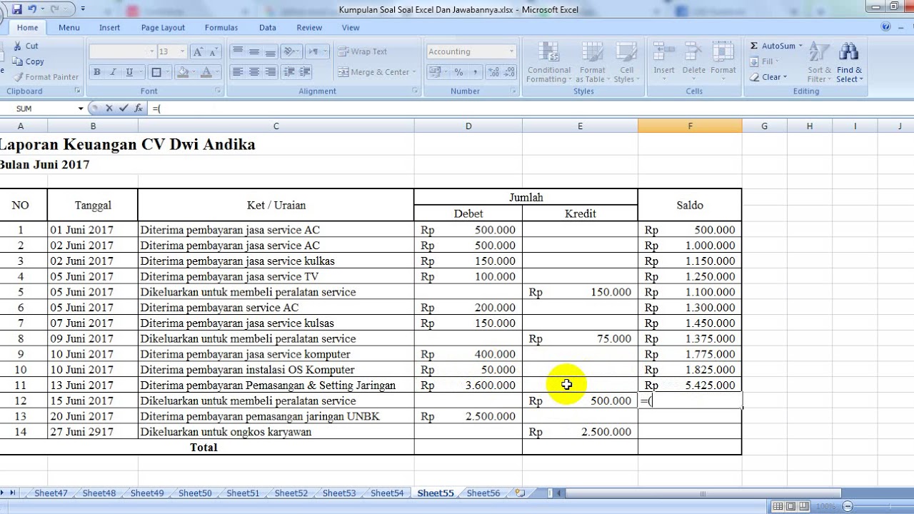 pengeluaran pemasukan excel pembukuan keuangan